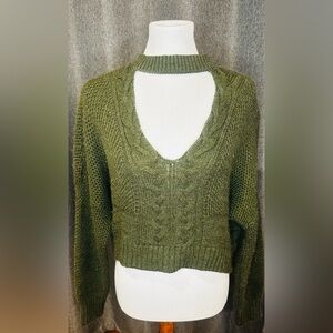 Express Olive V-Neck Sweater Sz Small